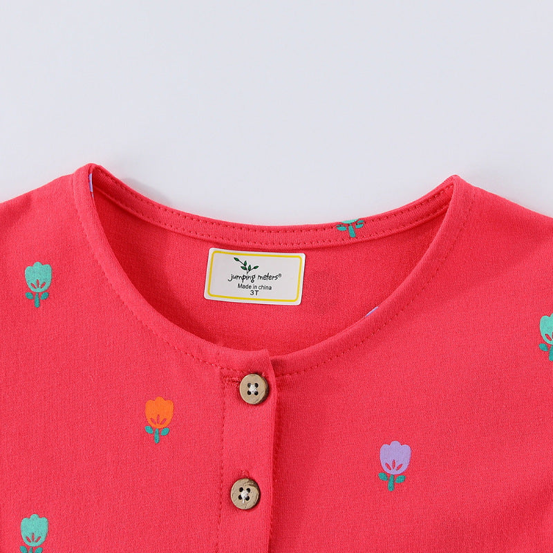 Short-sleeved Knitted Cotton Cute Embroidered Princess Children's Dress