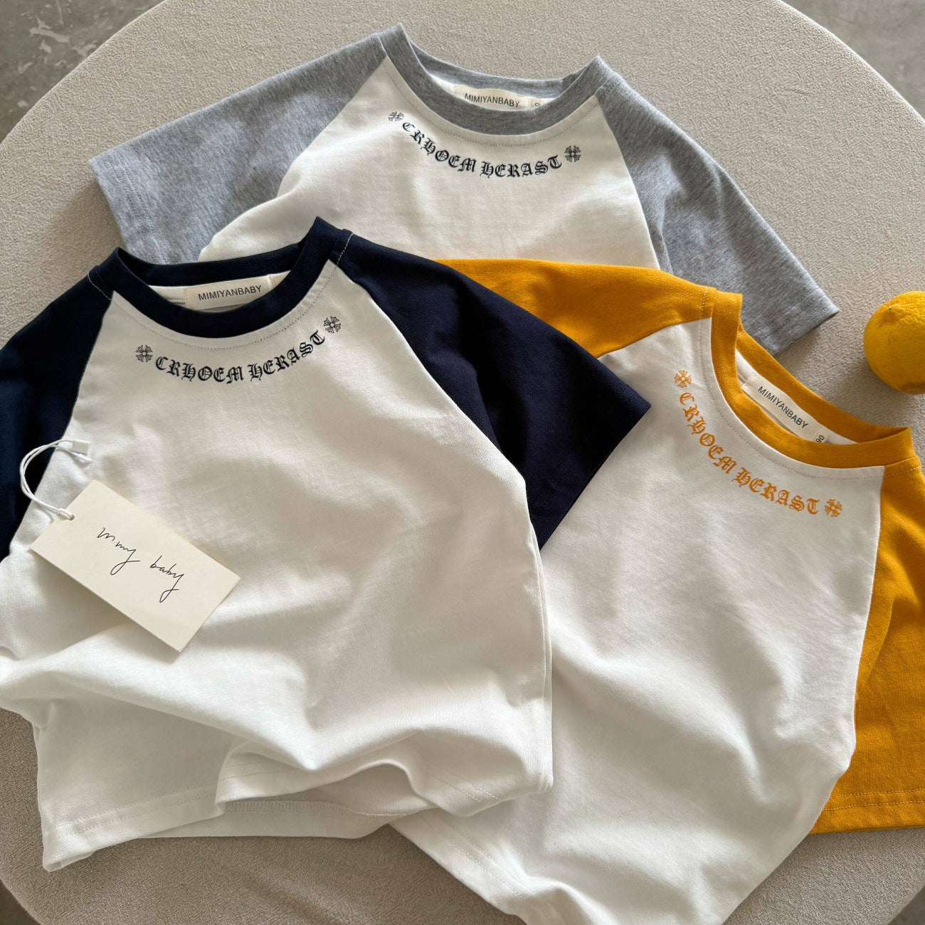 Women's & Men's Short-sleeved Two-piece Suit Korean Summer Raglan Sleeve Shorts Children's T-shirt