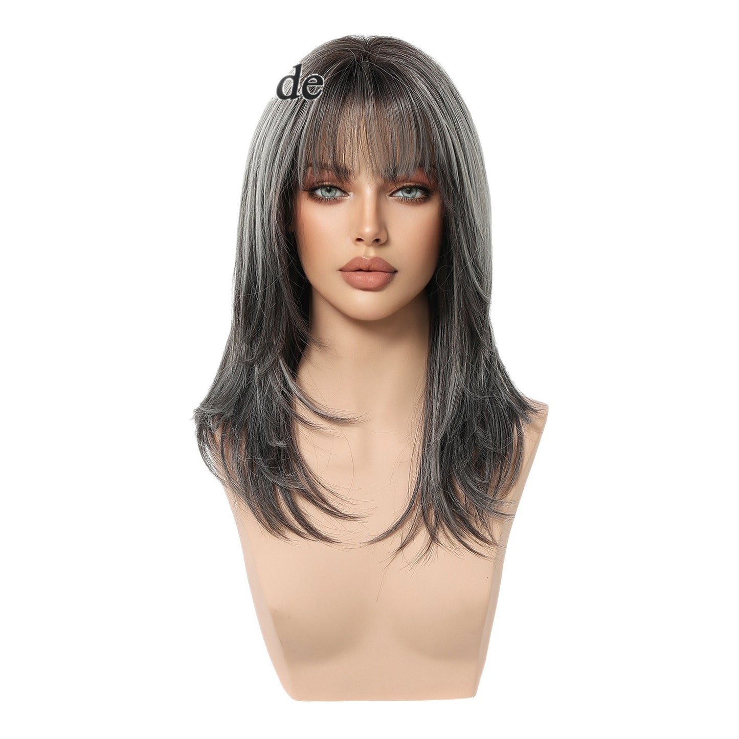 Women's Lightweight Breathable Mid-length Natural One-piece Collarbone Simulation Full Wig Short Straight Hair