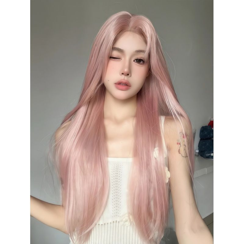 Women's Bangs One-word Forehead Lace Imitation Full Real Long Straight Wig