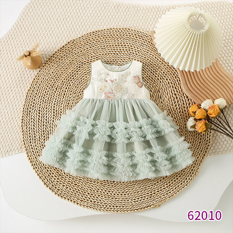 Summer Sweet Little Flower Vest Princess Children's Dress