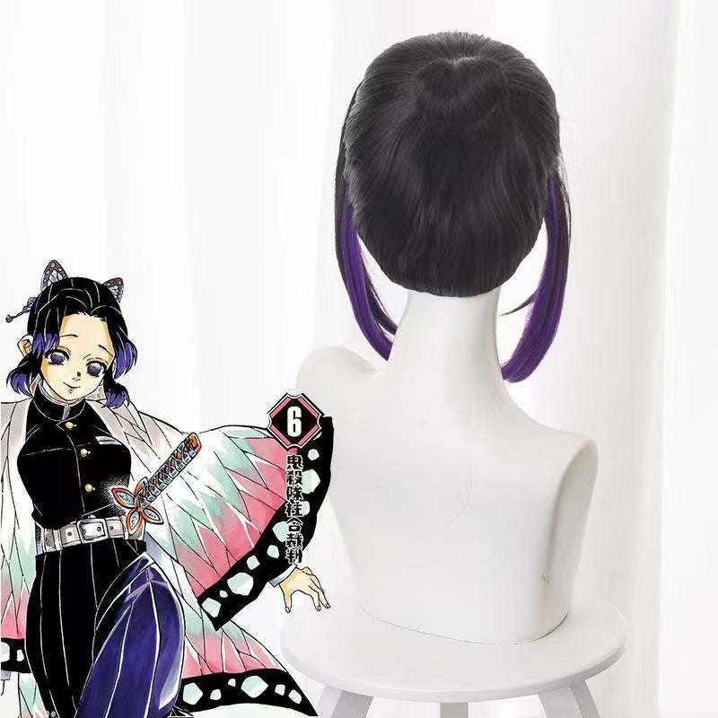 Butterfly Bear Worm Column Anime Black Gradient Cos Wig