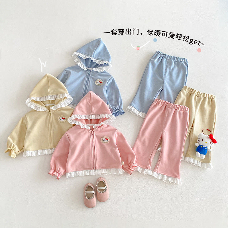 Korean Set Spring Foreign Style Labeling Hooded Children's Suit
