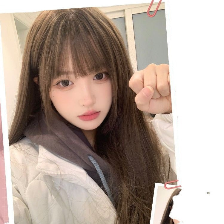 Bangs Red Natural Simulation Sweet Hair Long Straight Wig