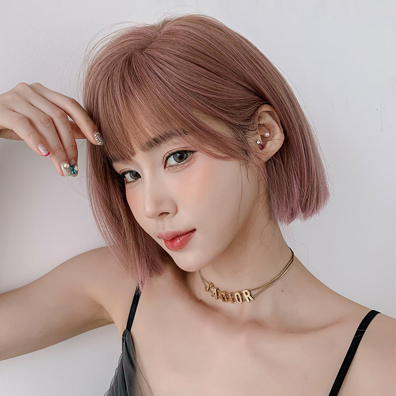Women's Air Bangs Fluffy Pink Personality Ear Wig Short Straight Hair