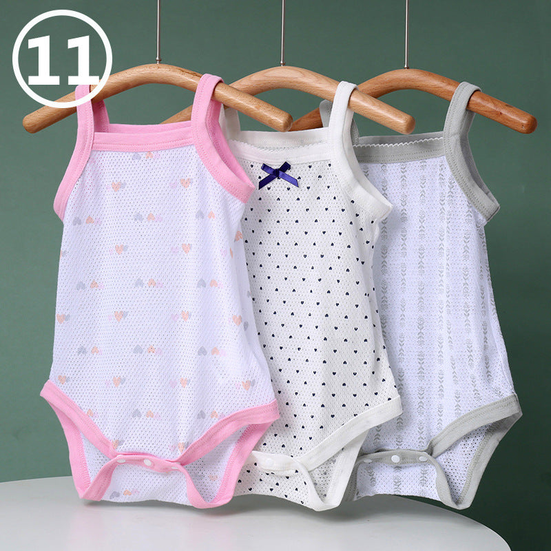 Summer Sling Pure Cotton Class Clothes For Babies One-piece Crawling Jumpsuit, Climbing Suit