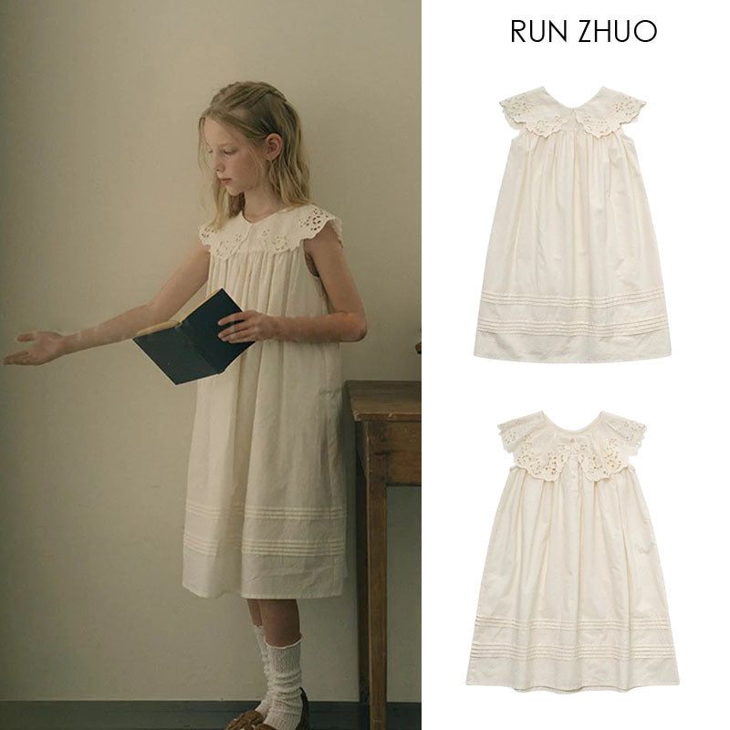 Lace Lapel Cute Princess Sleeveless A- Children's Dress