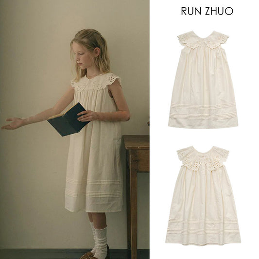 Lace Lapel Cute Princess Sleeveless A- Children's Dress