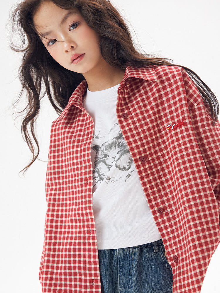 Women's & Children's Autumn Korean Style Outer Wear Long Children's Shirt