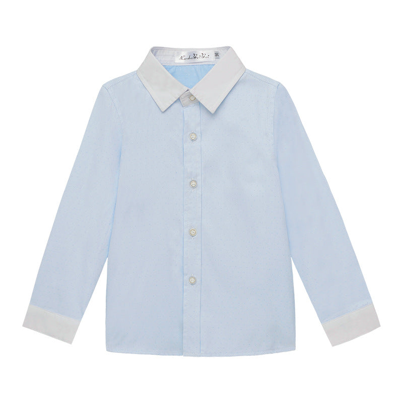 Children's Korean Style Striped Bottoming Thickened Solid Color Long Children's Shirt