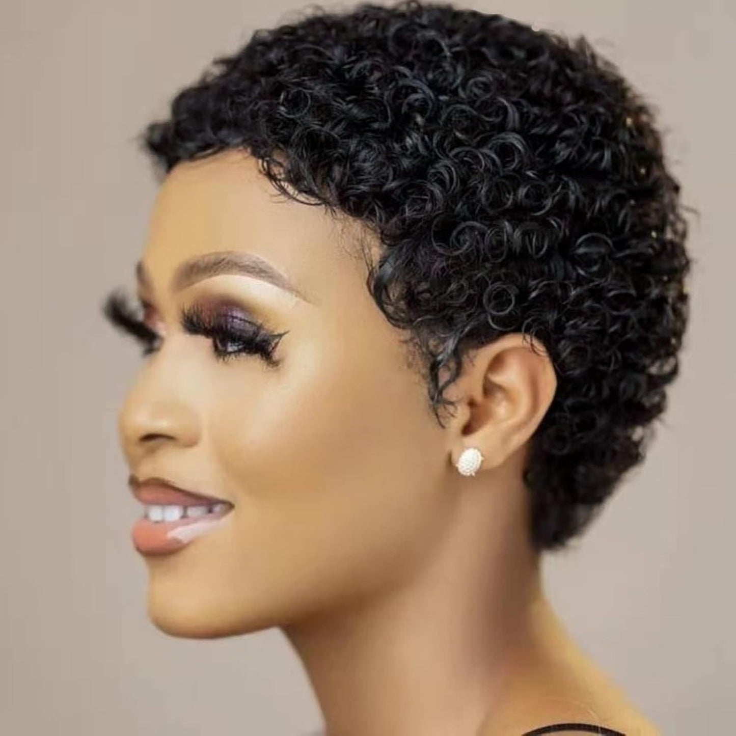 Casual Full Mechanism African Roll Human Real Hair Wig