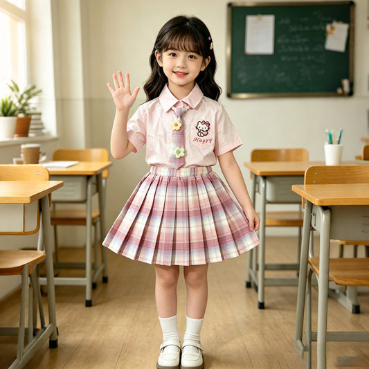 Summer Clothes Preppy Style Fashionable Uniforms Shirt Dress Children's Suit