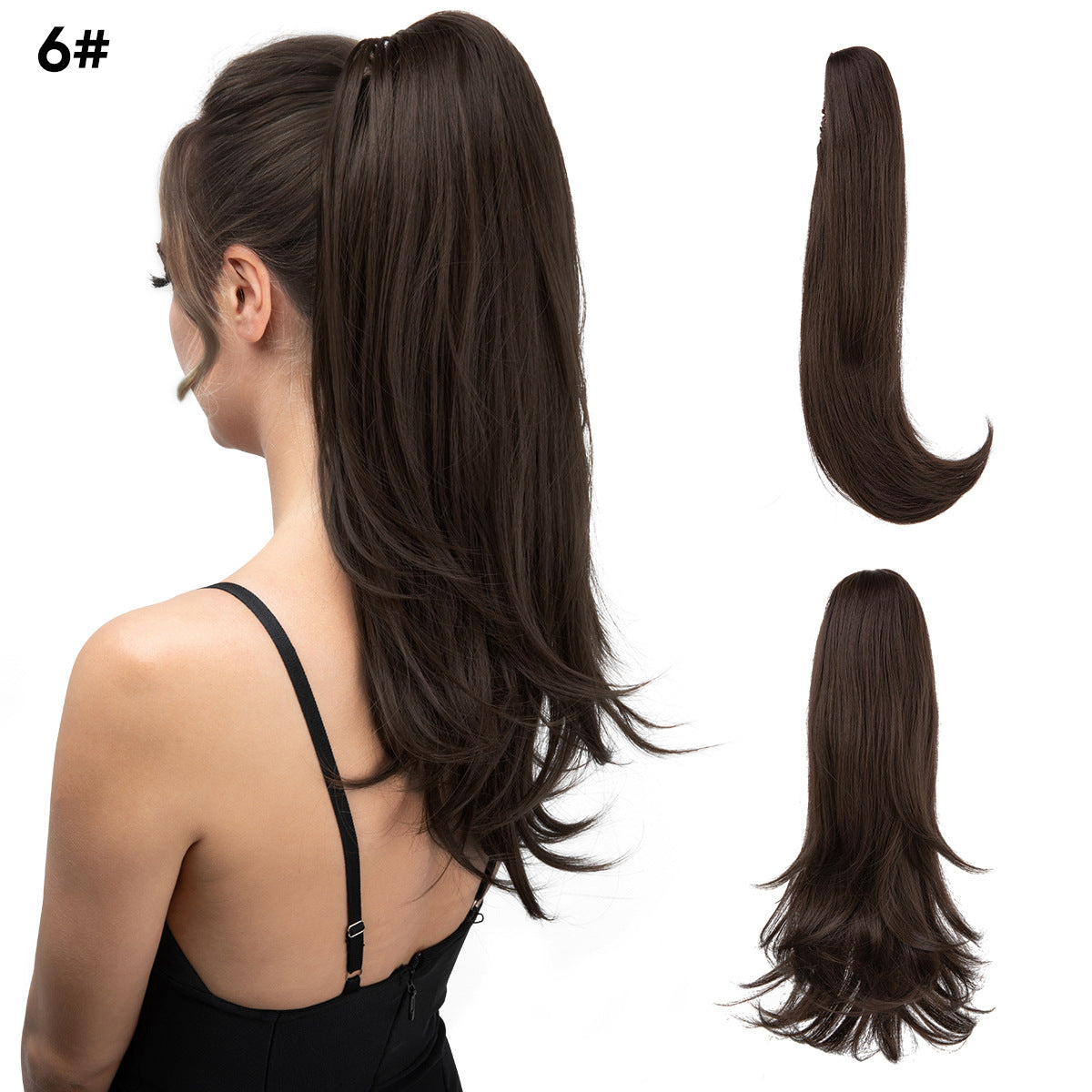 Women's Short Hair Chemical Fiber Height Natural Fluffy Long Curly Jaws Wig Ponytail