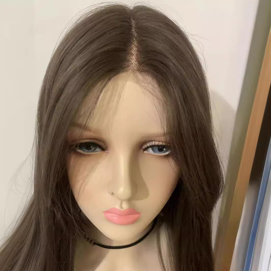 Lace Hand-woven Front Female Curly Hair Straight Simulation Air Wig Long Curls