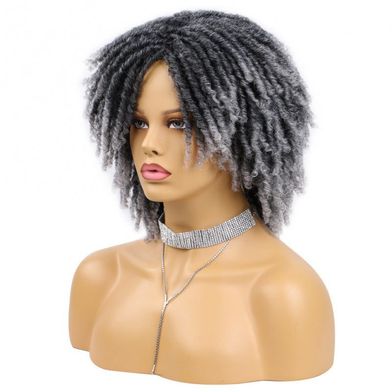 Fashion African Small Reel Curved Dreadlocks Wig Short Curly Hair