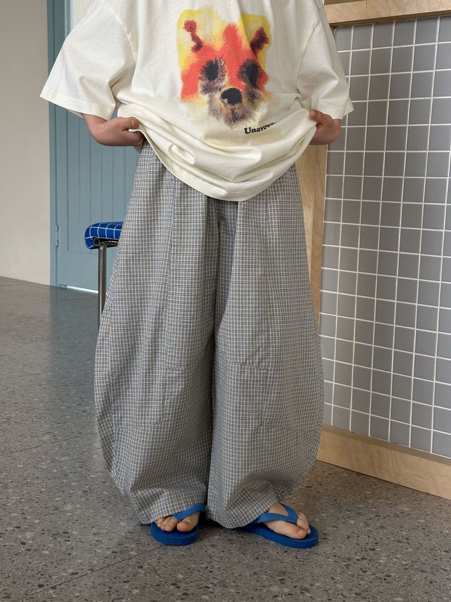 Children's Plaid Trousers Summer Casual Matchet Loose Boys Anti Mosquito Children's Pants