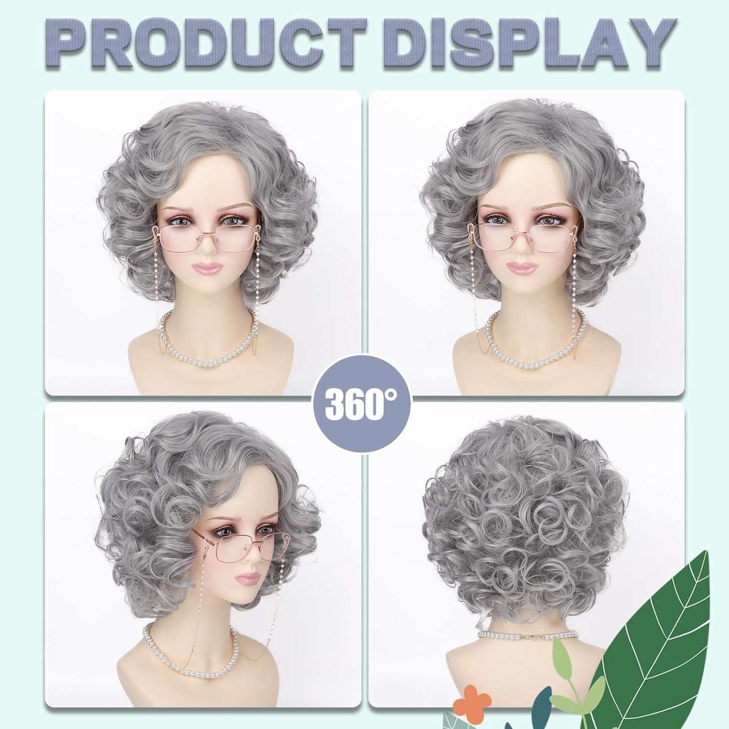 Women's Grandma Small Volume Chemical Fiber Headgear Wig Short Curly Hair