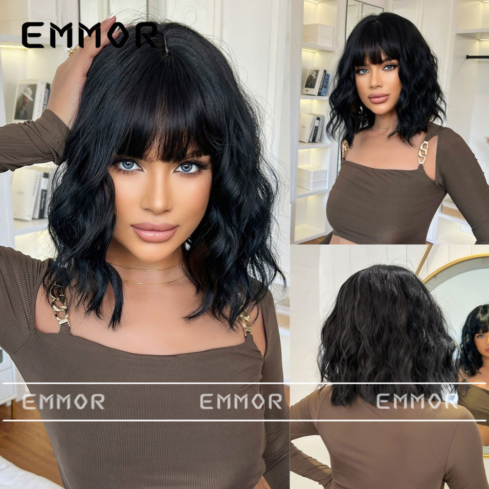 Summer Light Breathable Brown Natural Chemical Wig Short Curly Hair