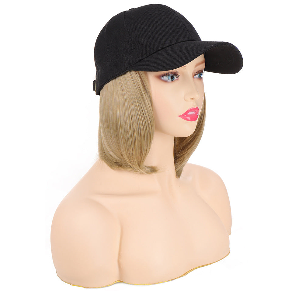 Canvas Sun Hat Short Hair Peaked Cap Straight Other Wig