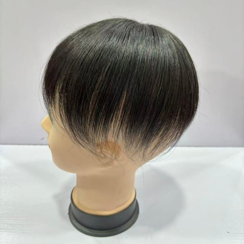 Straight Hair Supplementing Piece Cover Gray Extra Large Size Simulation Wig