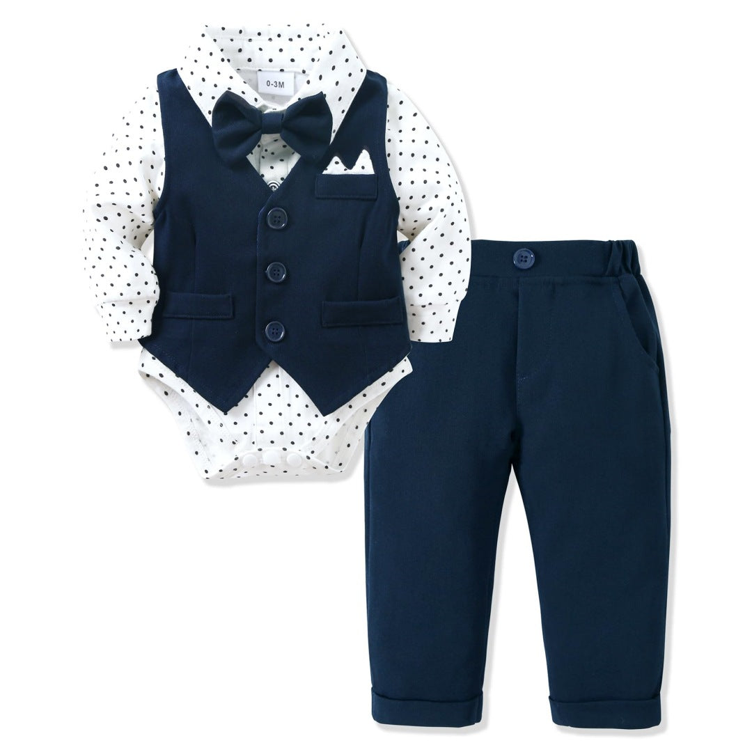 Children's Boy Gentleman Romper Vest Trousers Dress Performance Jumpsuit, Climbing Suit
