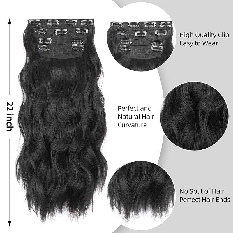 Hairpiece Clip Hair Extension Card Invisible Wig Long Curls