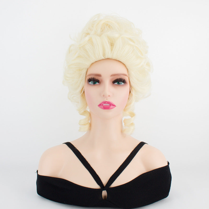 Women's Fashion Cover Sier White Black Palace Style Retro Simulation Wig Short Curly Hair