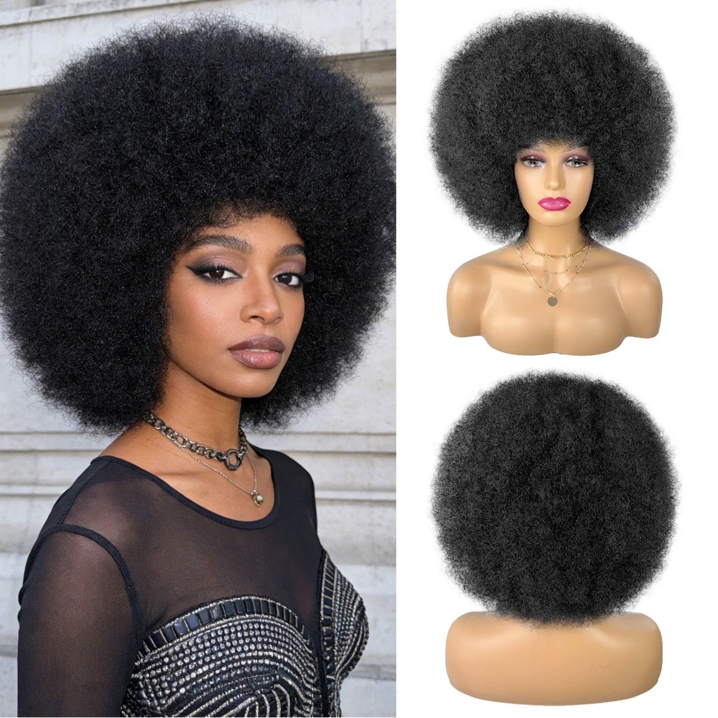 Afro Fiber Head Cover Long Straight African Small Wig Short Curly Hair