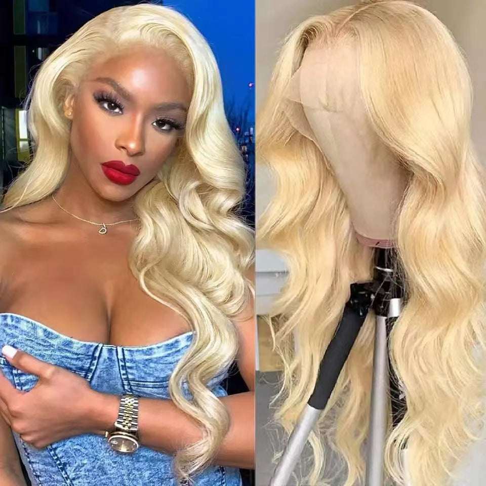 Gold Medium Large Wave Curly Synthetic Wigs Fashion Wig Long Curls