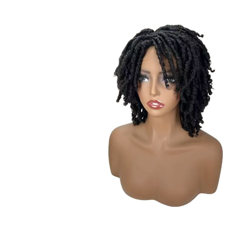 Women's African Dreadlocks Full Top Fiber Rose Wig Short Curly Hair