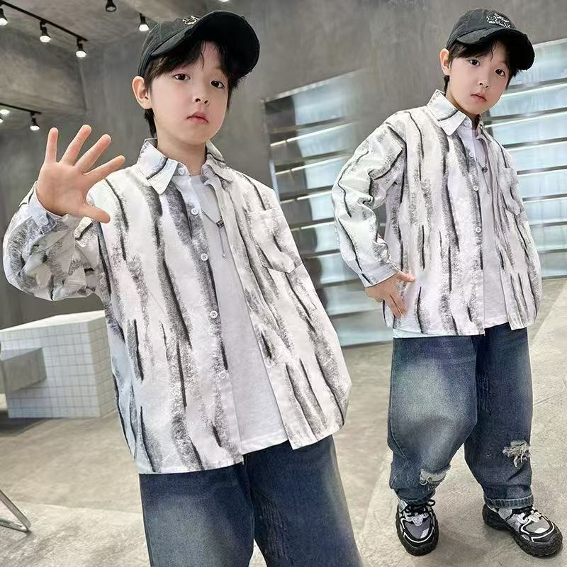 Children's Clothing Middle Big Spring Fashionable Handsome Long Sleeve Children's Shirt