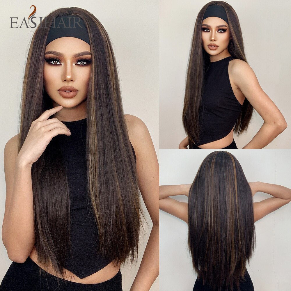Hair Band Female Black Small Curly Brown Straight Mechanism Wig Long Curls
