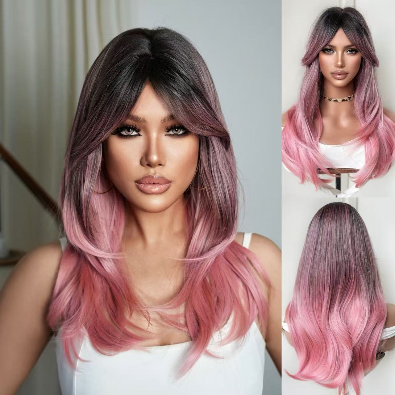 Rose Net Head Cover Chemical Fiber Curly Hair Side Wig Long Curls