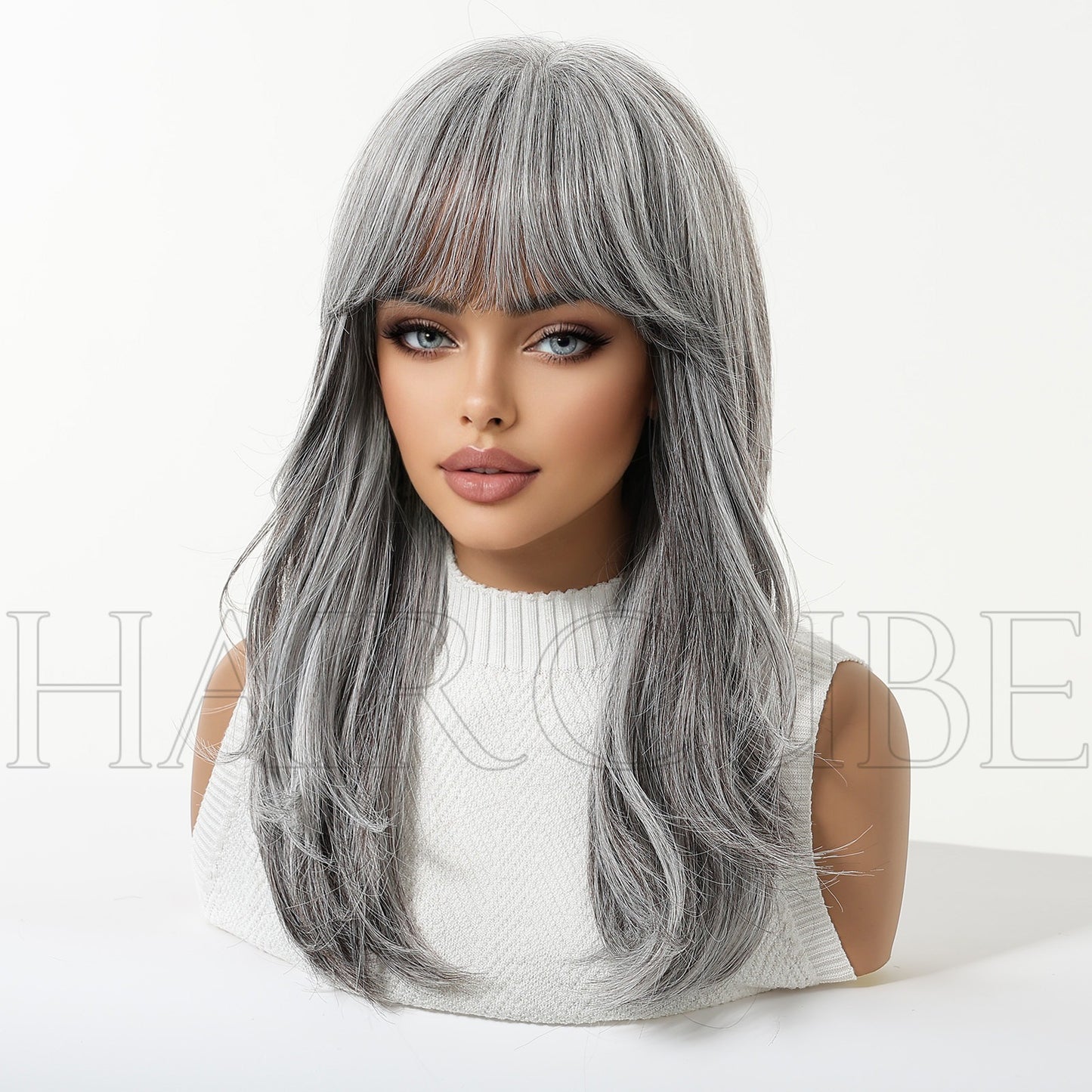 White Straight Bangs Lazy Micro Roll Party Variety Hairstyle Chemical Wig Short Curly Hair