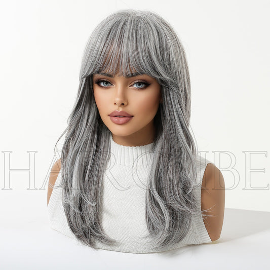 White Straight Bangs Lazy Micro Roll Party Variety Hairstyle Chemical Wig Short Curly Hair