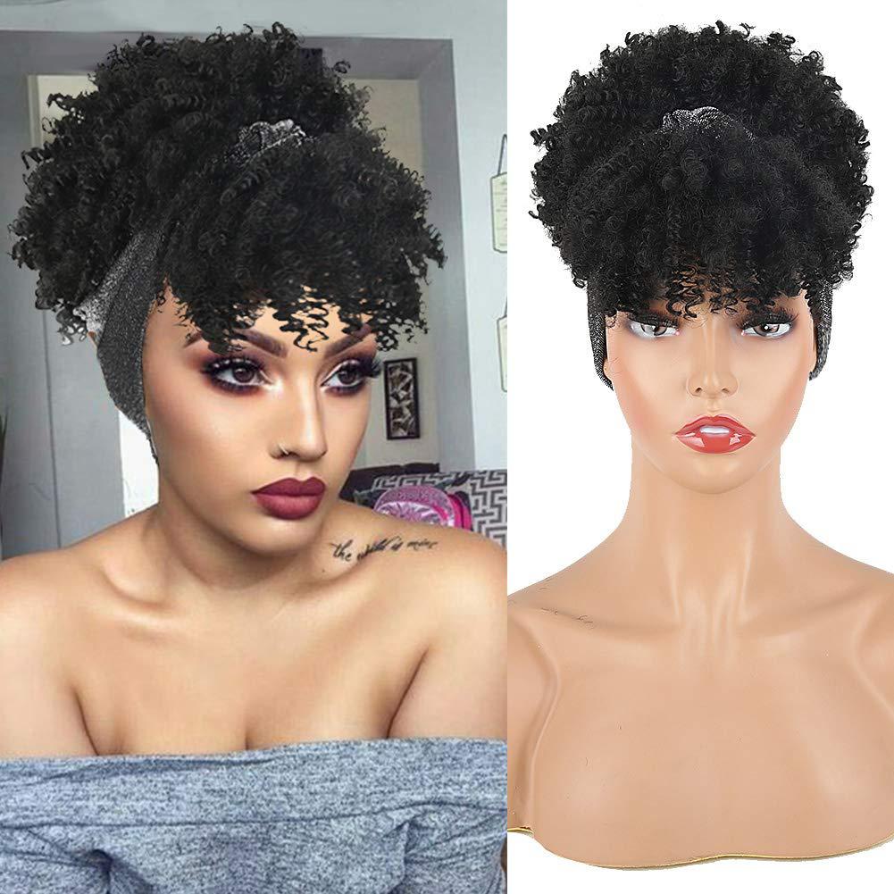 Small Turban Female Headband Bangs Fluffy Wig Short Curly Hair