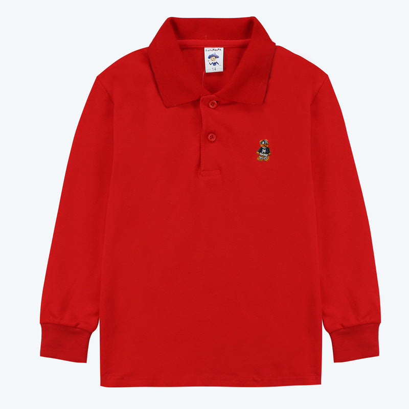 Children's Solid Color Shirt Pure Cotton Primary School Business Attire Uniform Children's T-shirt