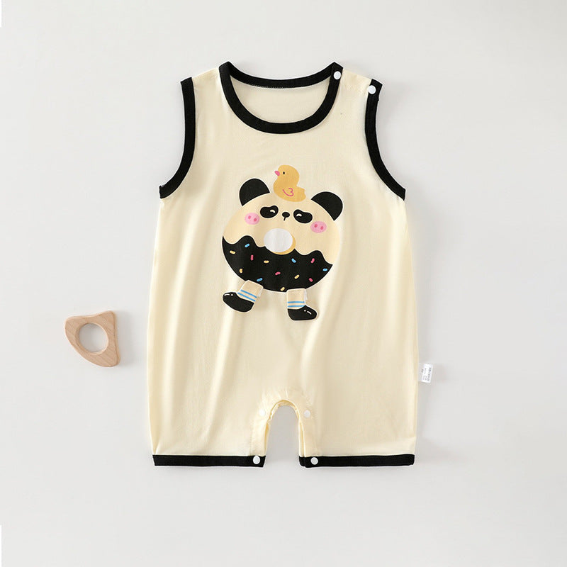 Summer Thin Sleeveless Vest Unisex Pajamas Jumpsuit, Climbing Suit