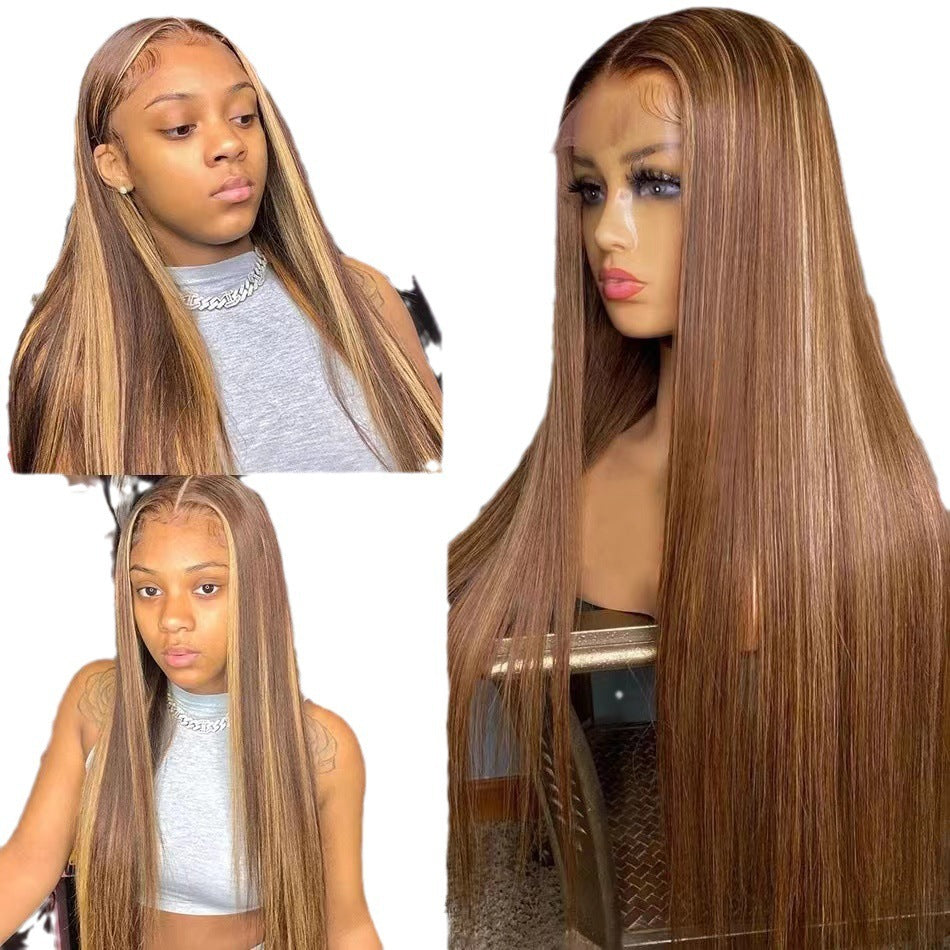 Women's Front Lace Small Sheath Hair Head Long Straight Wig