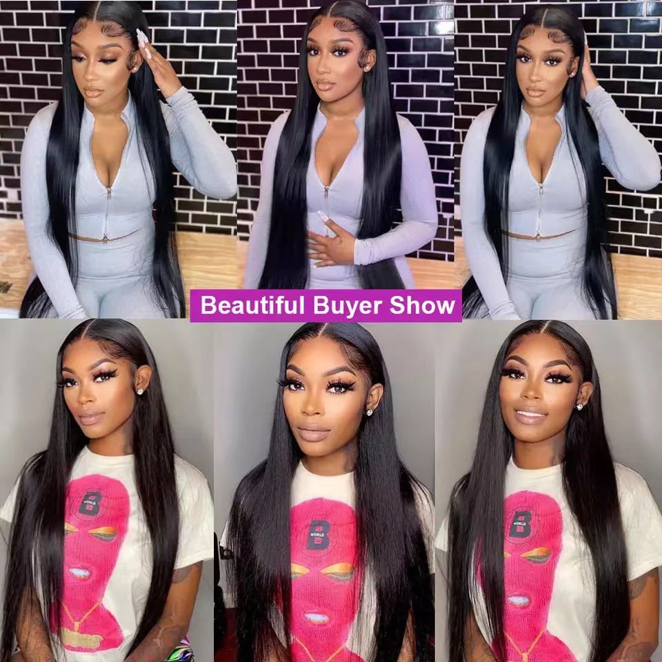 Women's Mid-length Hair Former Lace Head Cap Long Straight Wig