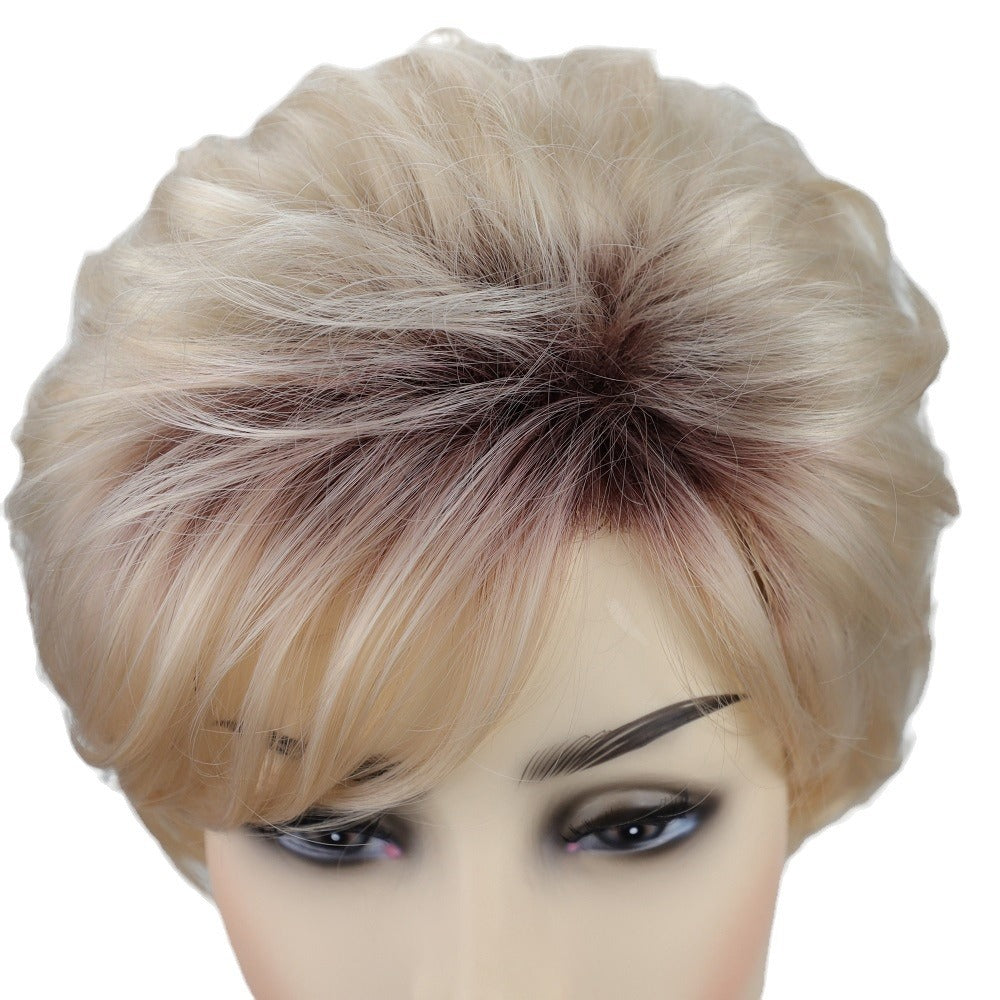 Female Gradient Color Golden Synthetic Wigs Wig Short Curly Hair