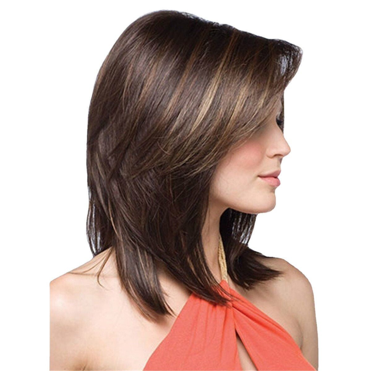 Women's Fashion Head Split Synthetic Wigs Wig Short Straight Hair