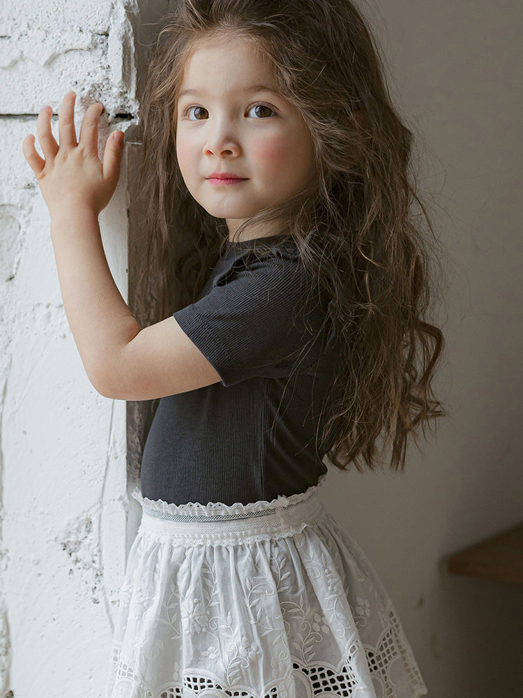 Summer Strawberry Stretch Cotton Soft Round Neck Short Children's T-shirt