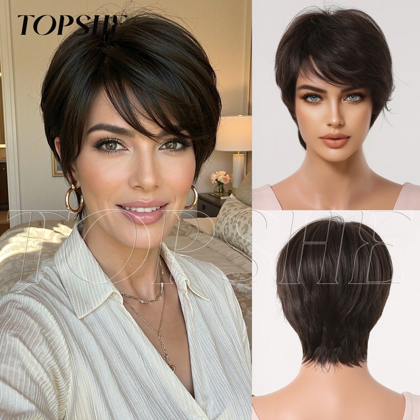 Fashion Female Natural Realistic Age Reducing Wig Short Straight Hair