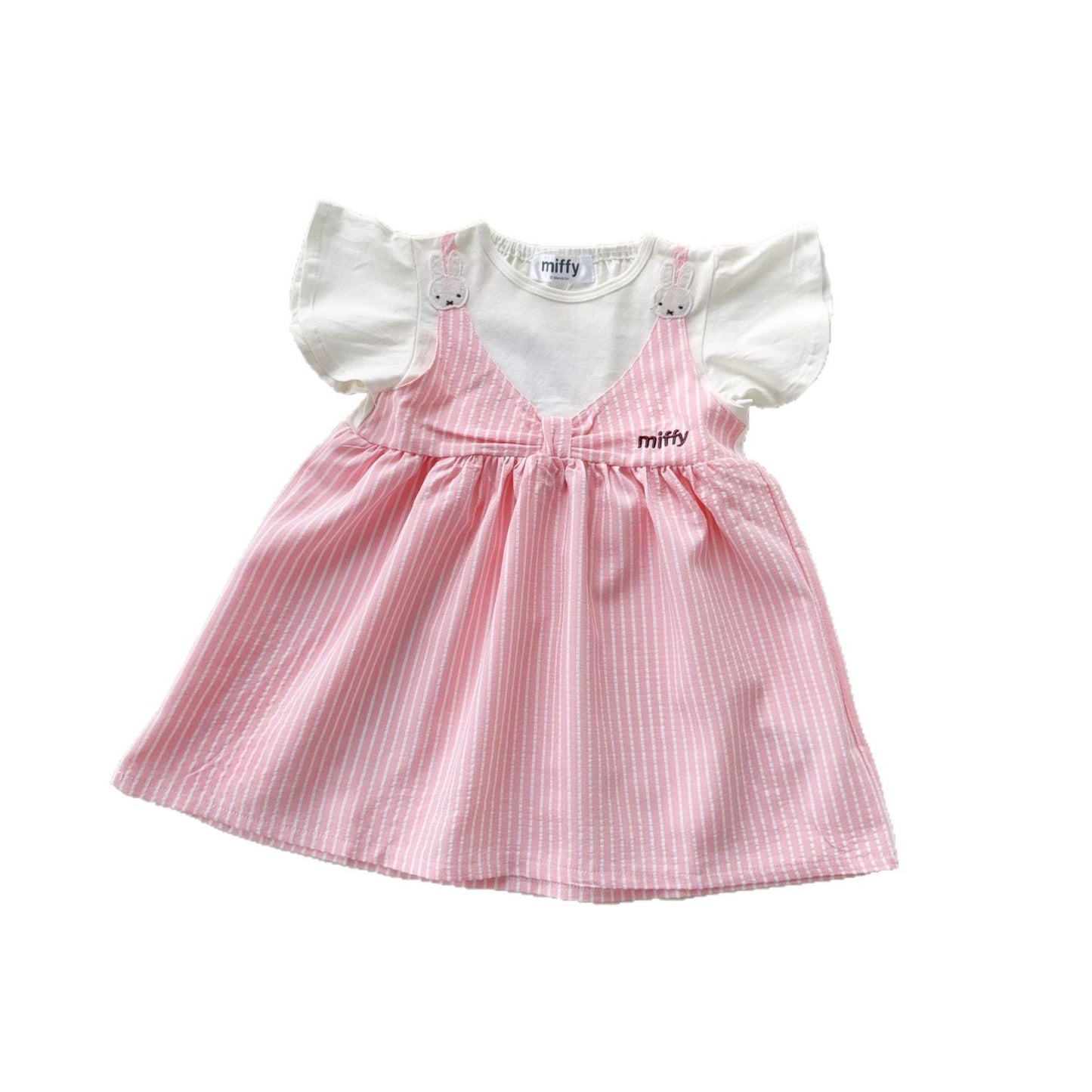 Cool Summer Fake Two-piece Flounced Sleeve Children's Dress