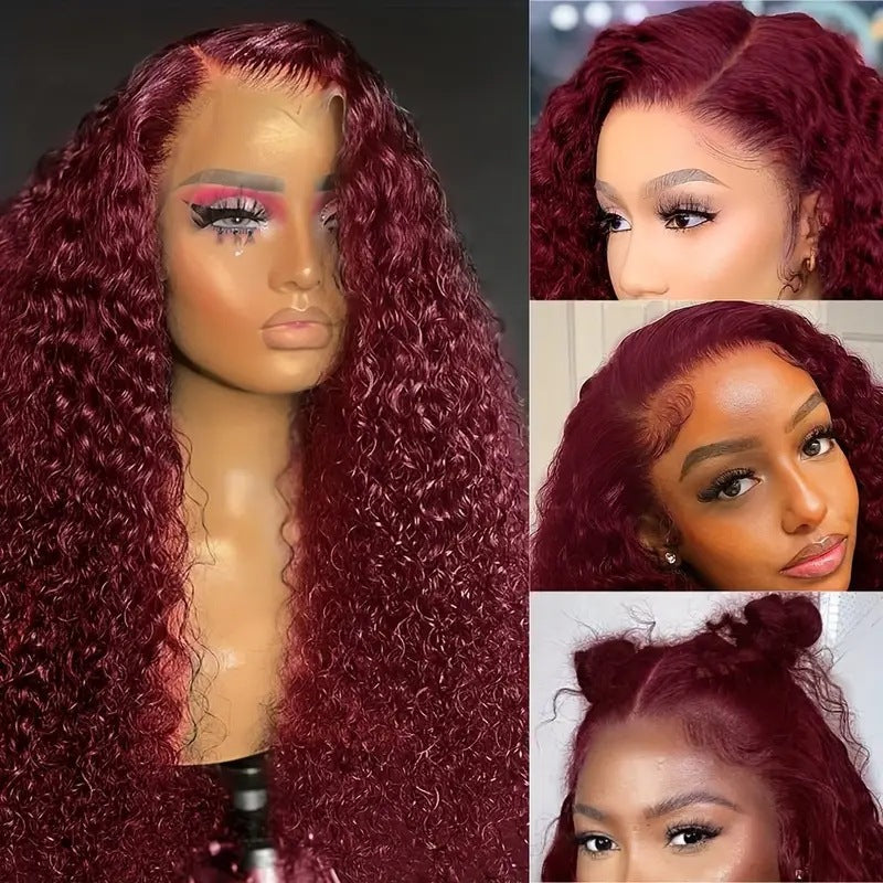 Red Front Lace Small Volume Wound Wig Long Curls
