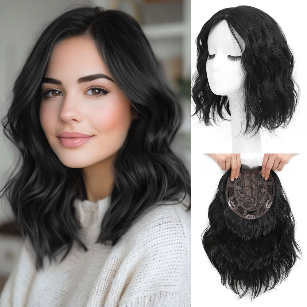Hairpiece Lace Mid-length Female Head Scalp Chemical Wig Short Curly Hair