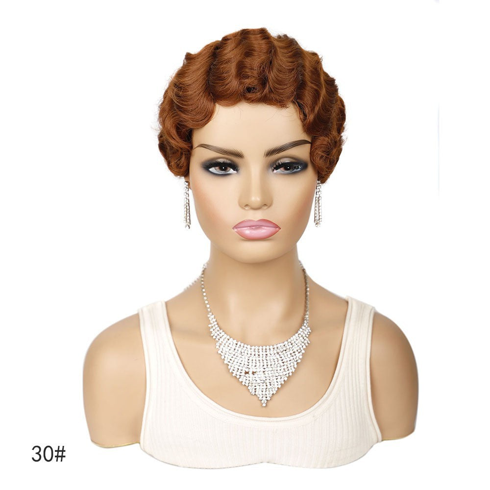 Head Cover Water Wave Synthetic Wigs Wig Short Curly Hair
