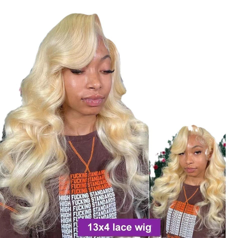 Women's Lace African Piano Color Curly Hair Big Wave Synthetic Wig Long Curls
