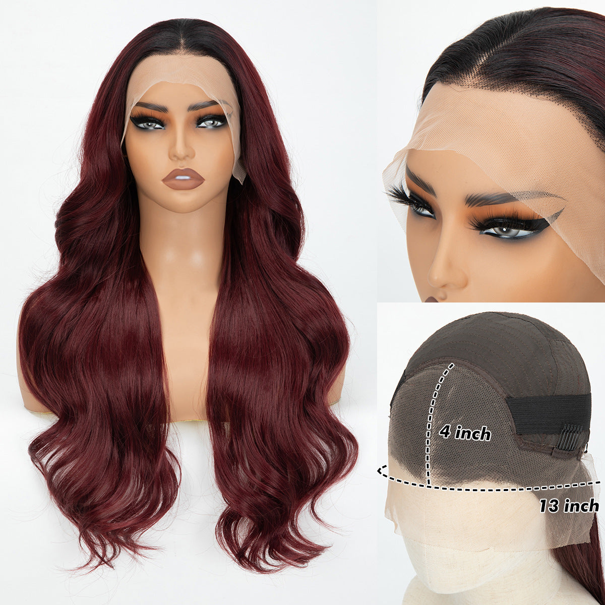 Forehead Lace Headband Hand-woven Long Curly Hair Black Other Wig